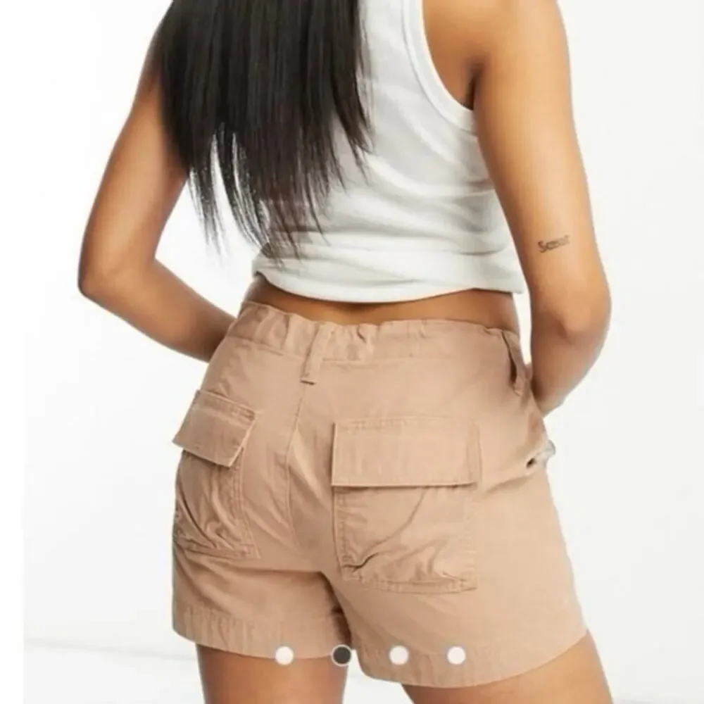 NWOT ASOS DESIGN 100% Cotton Drawstring Shorts Tan Brown Beige Women’s Size 8